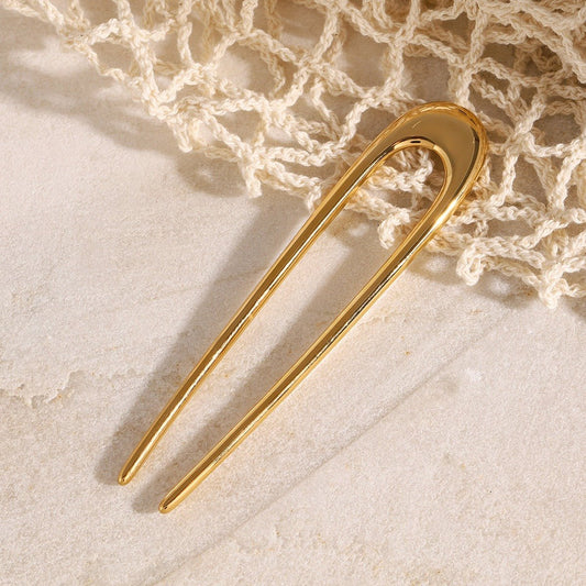 18K Gold U - Shaped Design Elegant and Simple Hair Accessory - mavazie