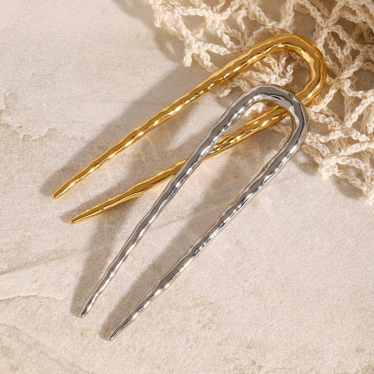 18K gold U - shaped texture design fashionable and personalized hair accessories - mavazie