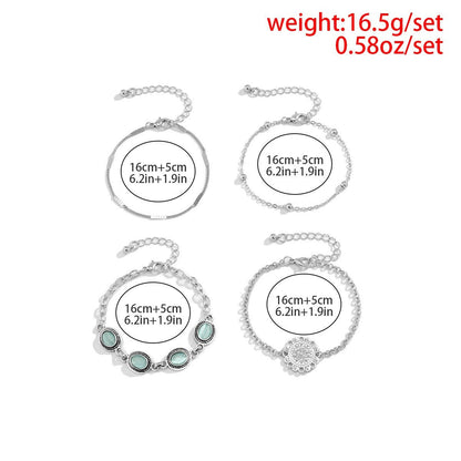 Ethnic style flower disc cat's eye gold retro bracelet - mavazie