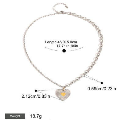 Heart with texture design exquisite fashion necklace - mavazie
