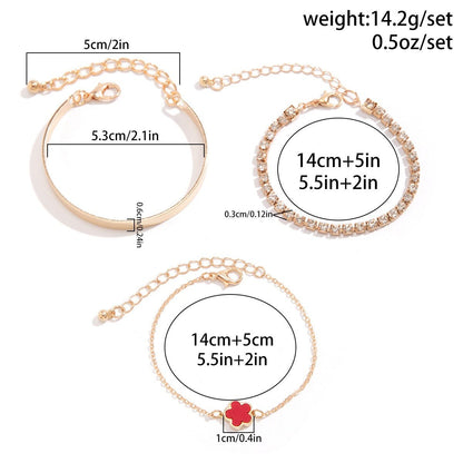 Hip - Hop Punk Rhinestone Chain Clover Bracelet - mavazie