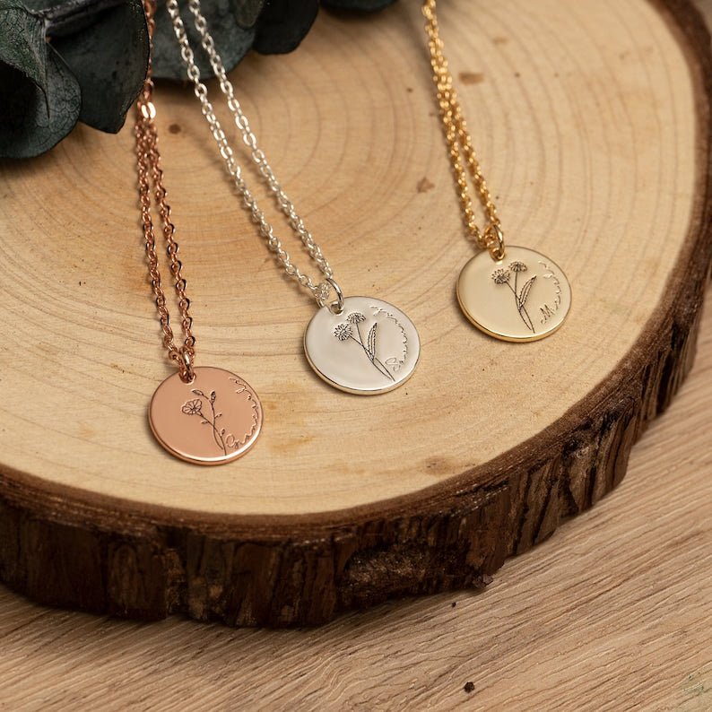 【S925 Silver】Birthday flower with customizable name - mavazie