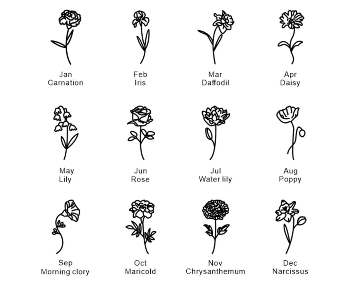 【S925 Silver】Birthday flower with customizable name - mavazie