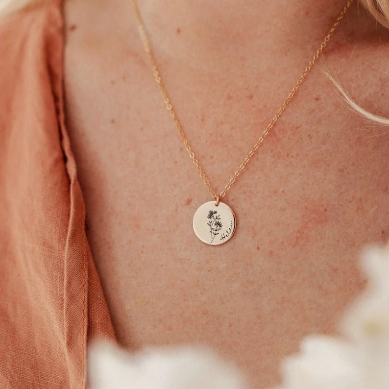 【S925 Silver】Birthday flower with customizable name - mavazie