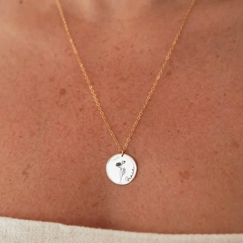 【S925 Silver】Birthday flower with customizable name - mavazie